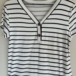 Bombom Striped T Shirt Dress Small Black White Nautical Casual